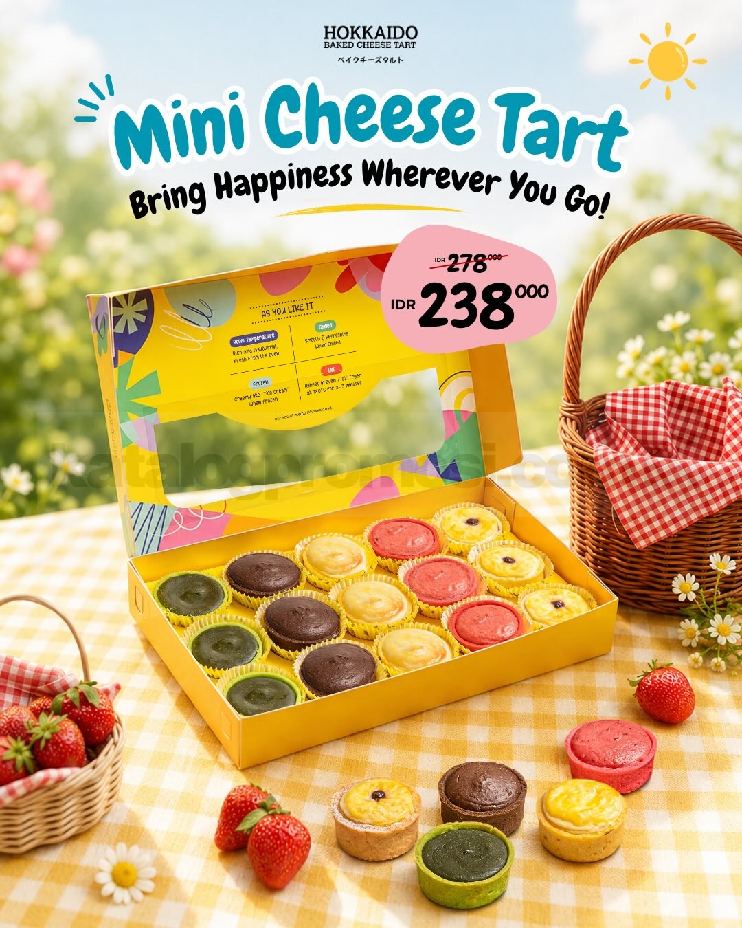 Promo Hokkaido Baked Cheese Tart NEW! Mini Cheese Tart Paket Spesial Rp. 238.000 Promo Hokkaido Baked Cheese Tart NEW! Mini Cheese Tart Paket Spesial Rp. 238.000 dengan diskon 10 persen