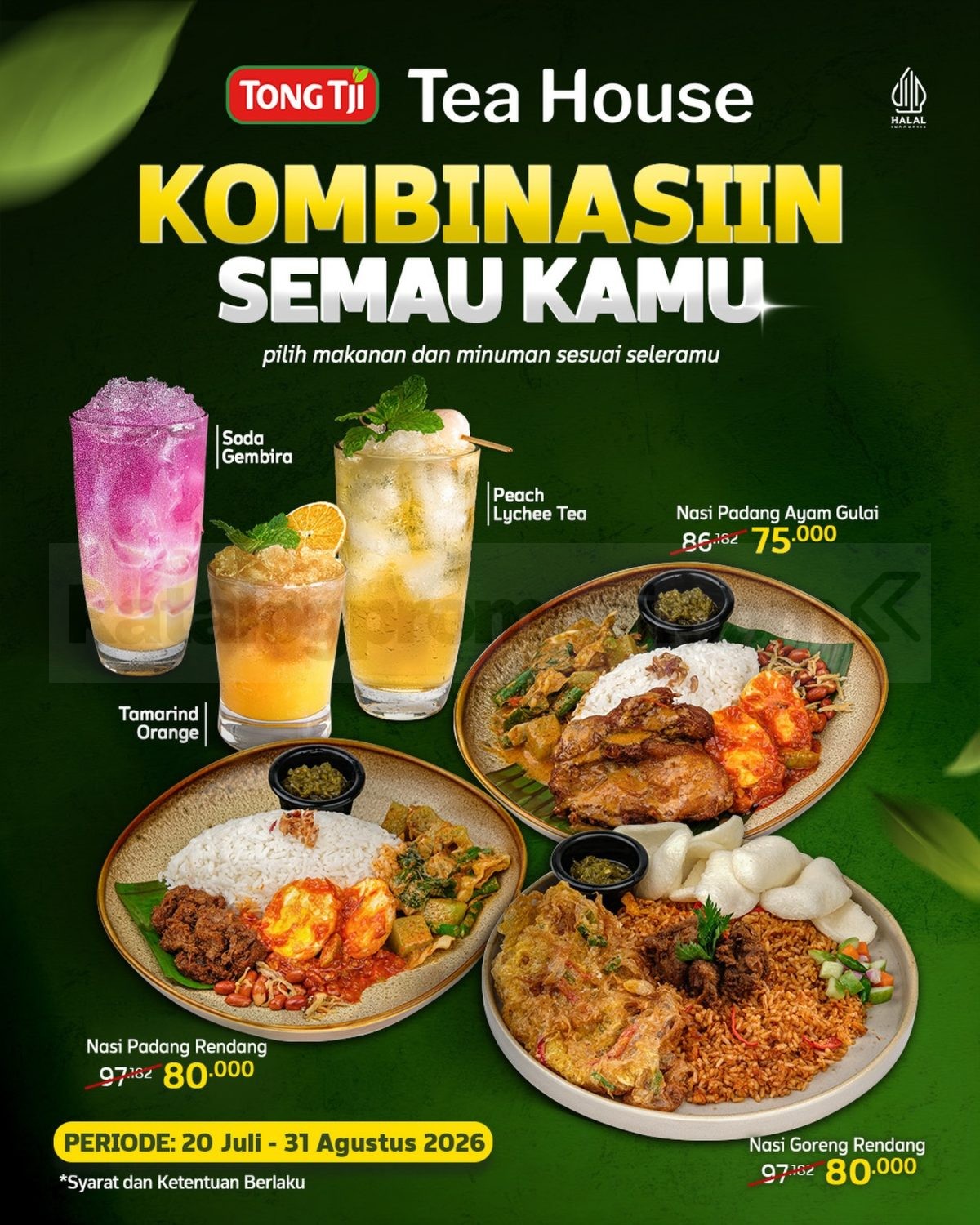 Promo Tong Tji Tea House Menu Baru Paket Hemat Mulai Rp. 75.000 Promo Tong Tji Tea House Menu Baru Paket Hemat Mulai Rp. 75.000 dengan pilihan nasi dan minuman favorit.
