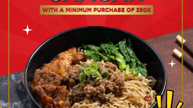 Promo SHAO KAO Gratis Bakmie Samcan dengan minimal transaksi Rp. 350.000 hingga 31 Juli 2026.