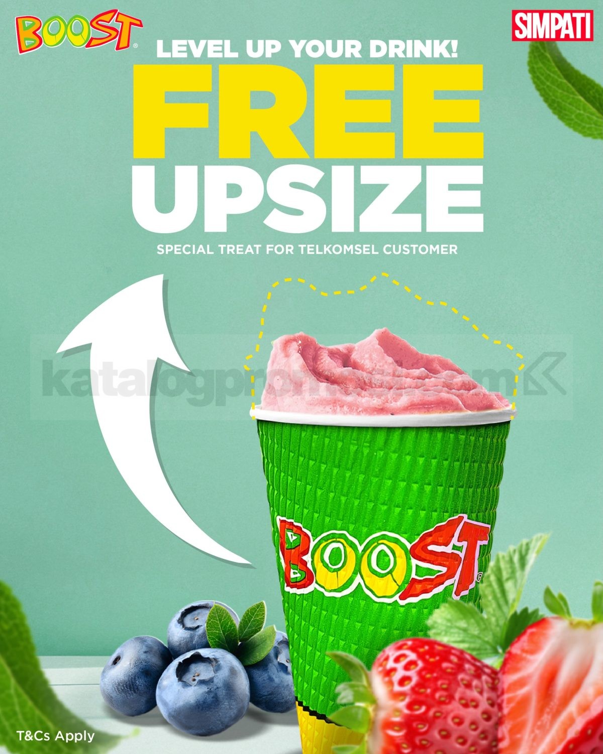 Promo Boost Juice MyTelkomsel FREE Upsize Minuman Promo Boost Juice MyTelkomsel FREE Upsize Minuman dari Medium ke Original di seluruh Boost Juice Indonesia.