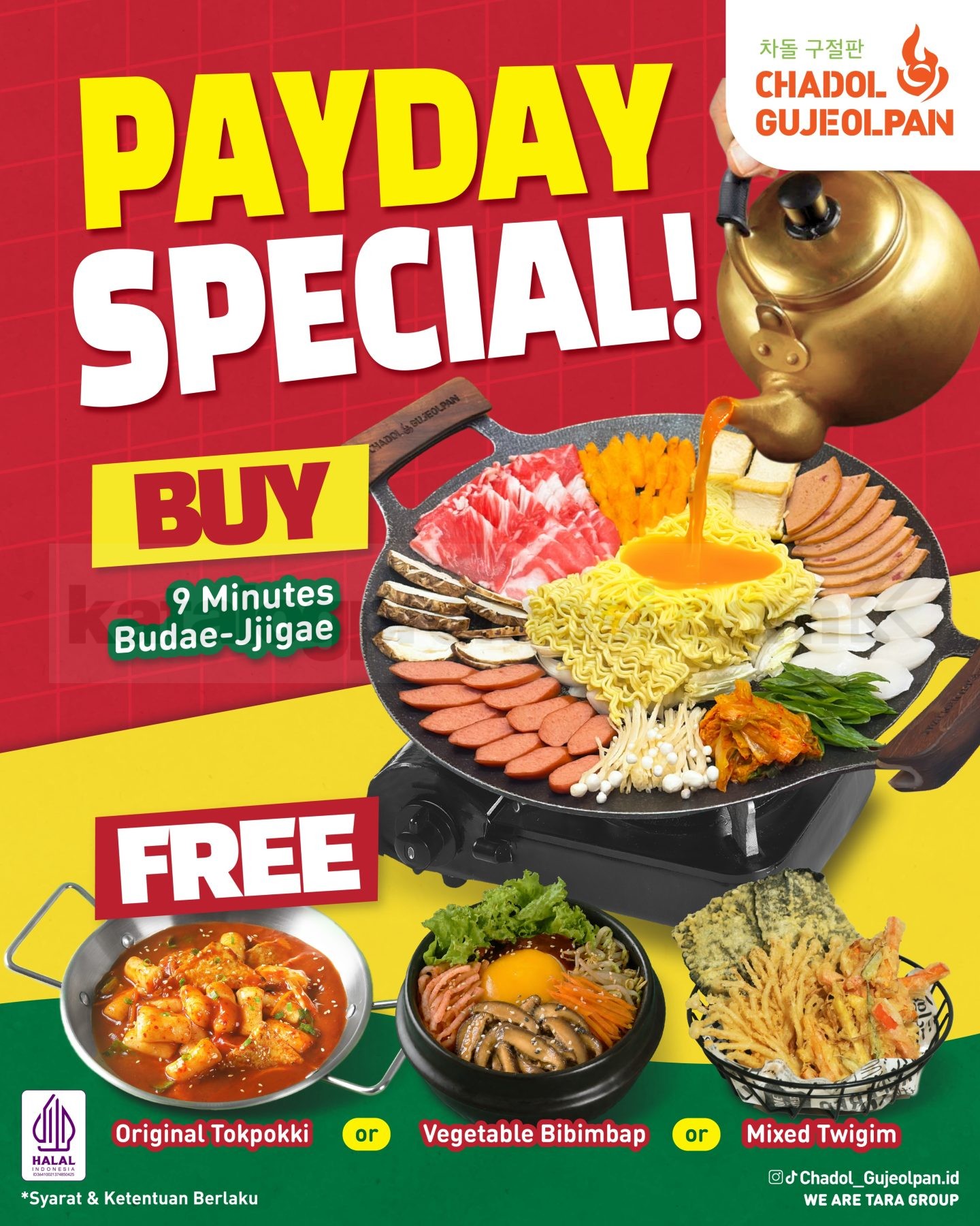 Promo Chadol Gujeolpan Payday Special Beli 1 Gratis 1 Promo Chadol Gujeolpan Payday Special Beli 1 Gratis 1 untuk pembelian 9 Minutes Budae-Jjigae