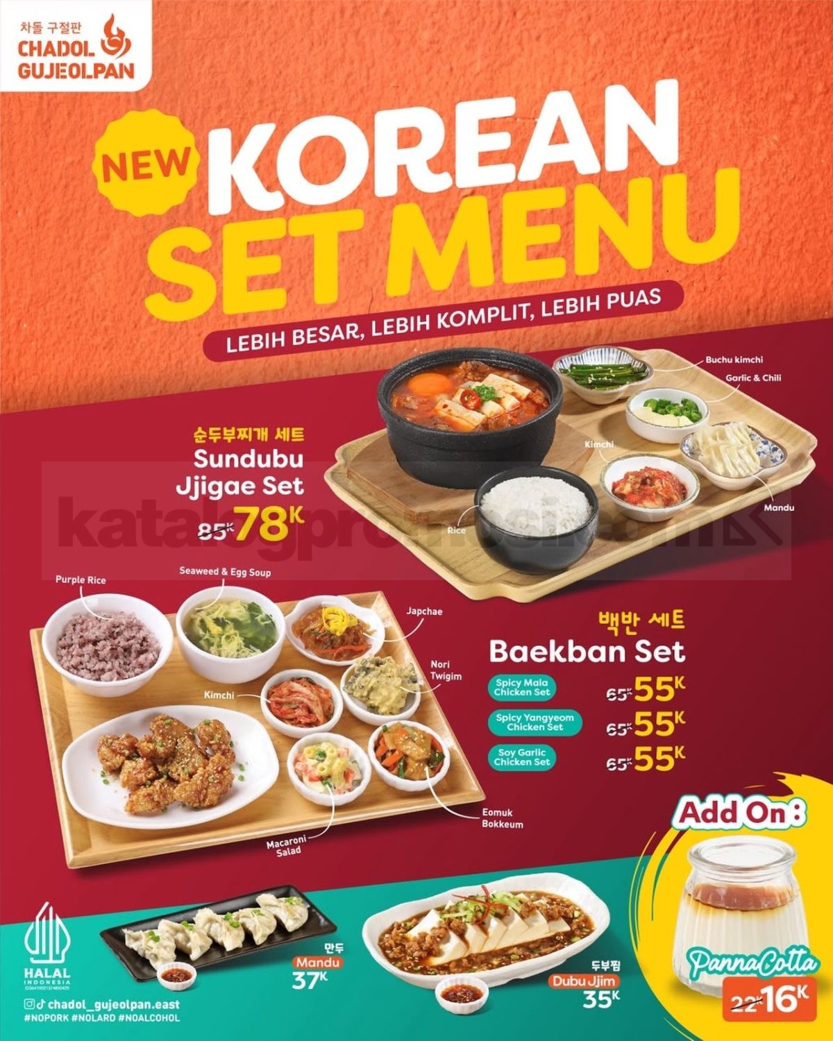 Promo Chadol Gujeolpan East NEW! Korean Set Menu Mulai Rp. 55.000 Promo Chadol Gujeolpan East NEW! Korean Set Menu mulai Rp. 55.000 dengan Baekban Set dan Sundubu Jjigae Set.