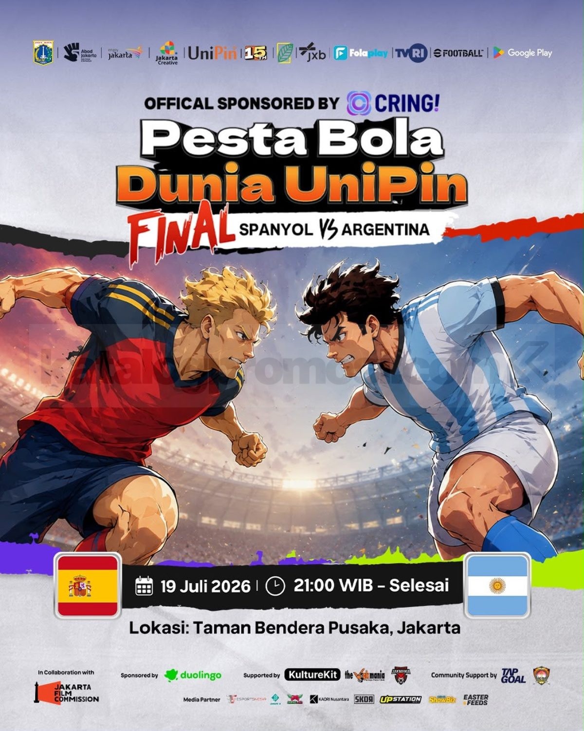 UniPin Nobar Pesta Bola Dunia Final Spanyol vs Argentina UniPin Nobar Pesta Bola Dunia Final Spanyol vs Argentina di Taman Bendera Pusaka Jakarta.