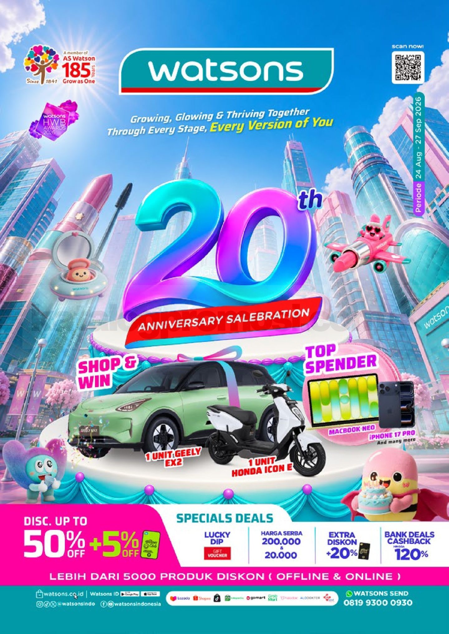 Katalog Belanja Watsons Terbaru WATSONS 20TH ANNIVERSARY SALE hingga 50% OFF + Extra 20%