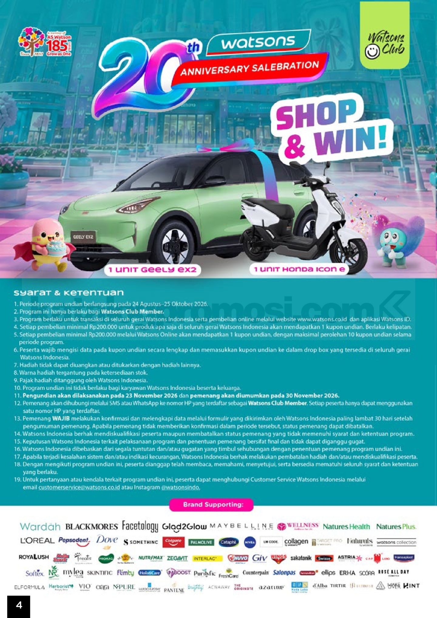 Katalog Belanja Watsons Terbaru WATSONS 20TH ANNIVERSARY SALE hingga 50% OFF + Extra 20%