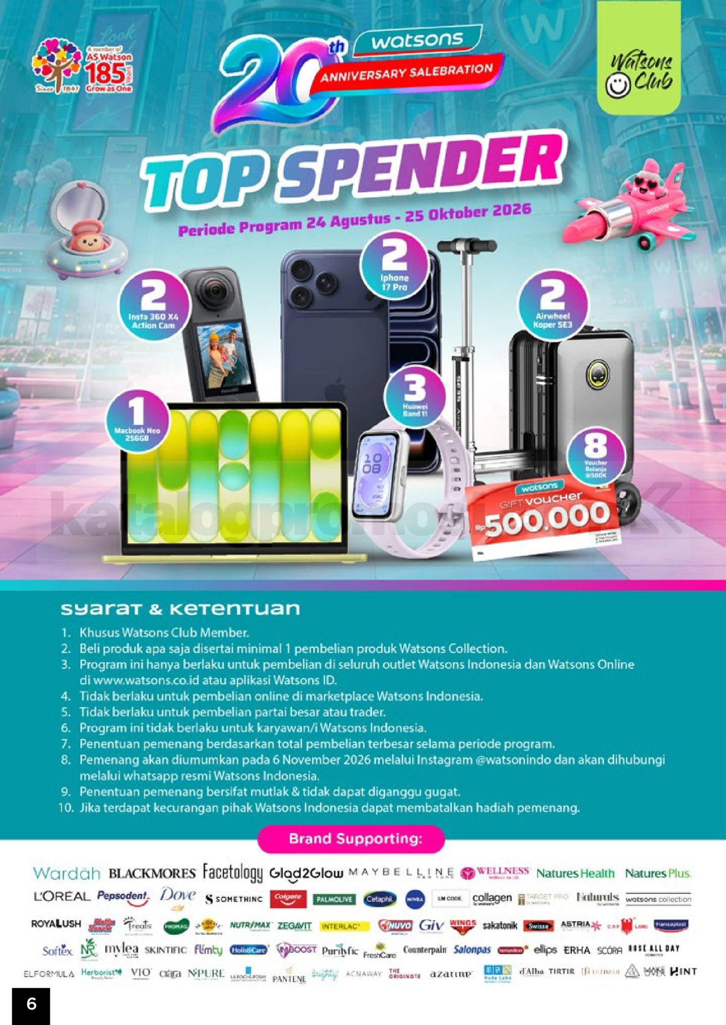 Katalog Belanja Watsons Terbaru WATSONS 20TH ANNIVERSARY SALE hingga 50% OFF + Extra 20%