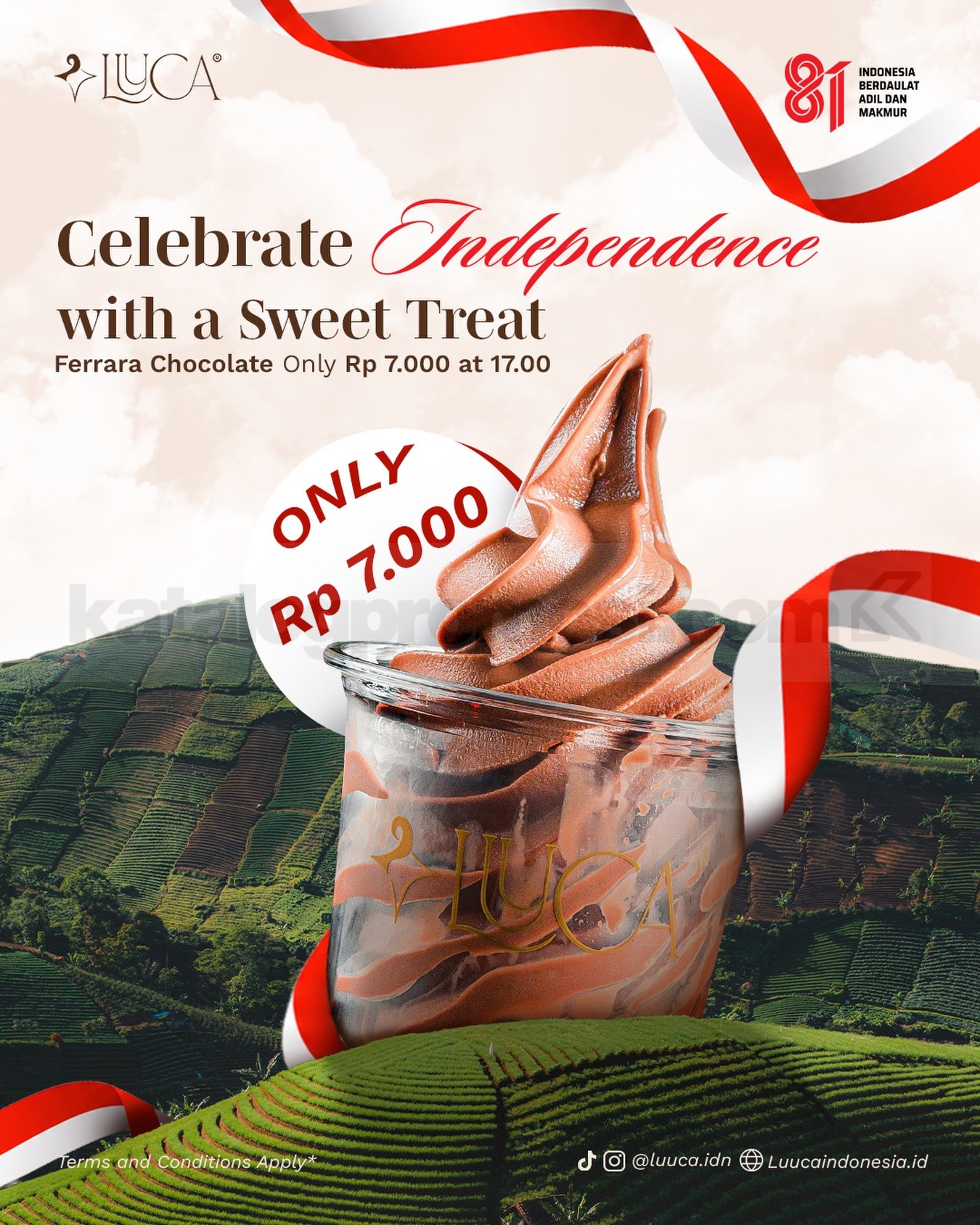 Promo Luuca Celebrate Independence Ferrara Rp. 7.000 Promo Luuca Celebrate Independence Ferrara Rp. 7.000 pada 17 Agustus 2026 pukul 17.00