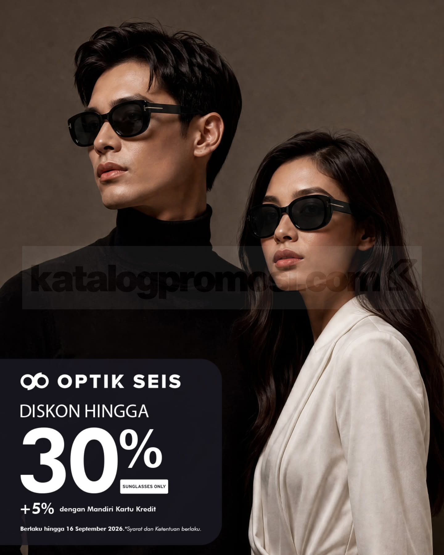 Promo Optik Seis Diskon Sunglasses Up To 30%+5% Promo Optik Seis Diskon Sunglasses Up To 30%+5% dengan kartu Mandiri hingga 16 September 2026