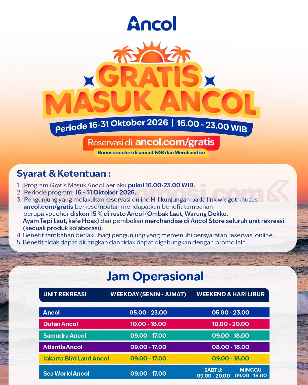 Promo Ancol Gratis Tiket Masuk!