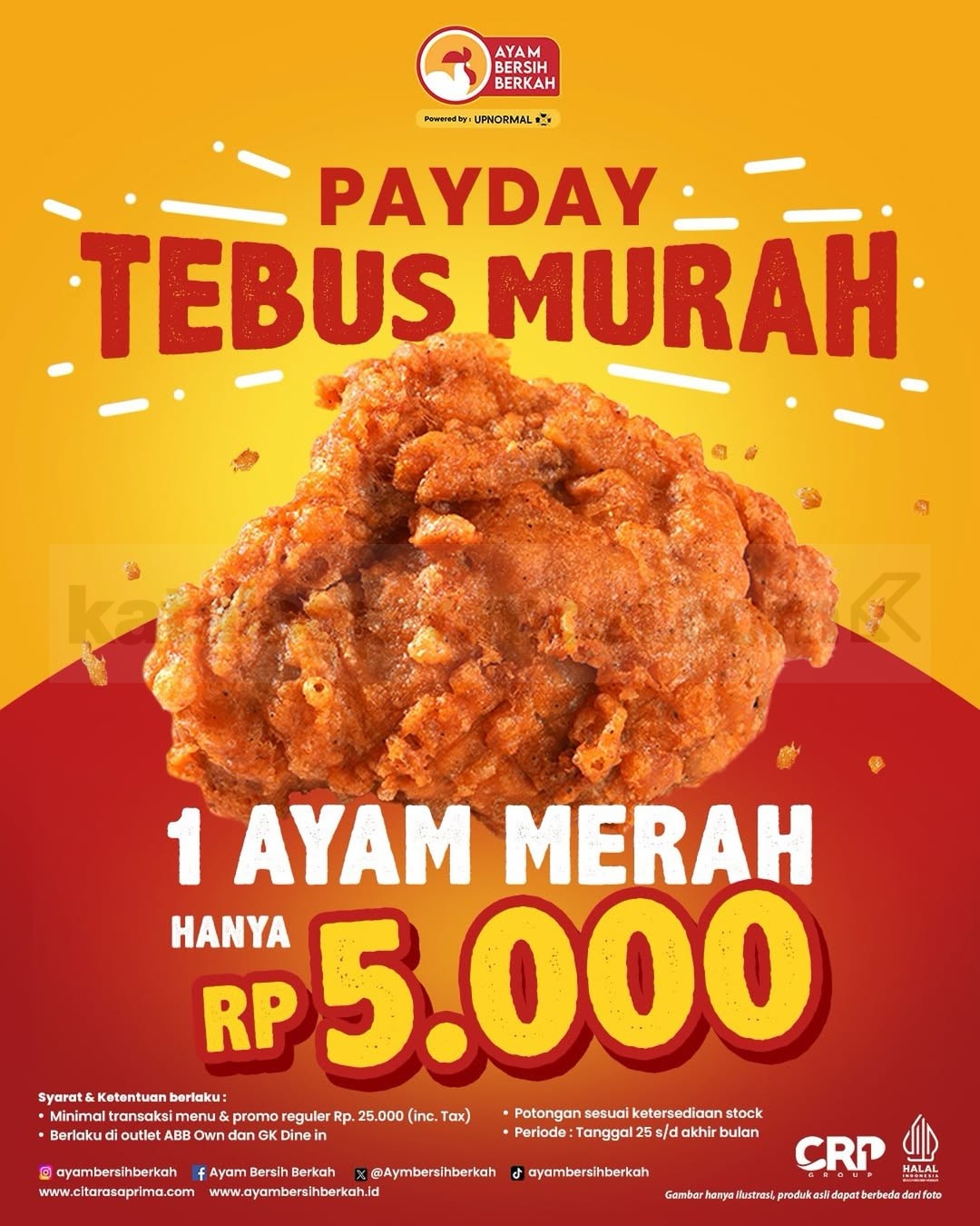 Promo Ayam Bersih Berkah Payday Ayam Merah Rp5.000 Promo Ayam Bersih Berkah Payday Ayam Merah Rp5.000 periode 25-31 Agustus 2026