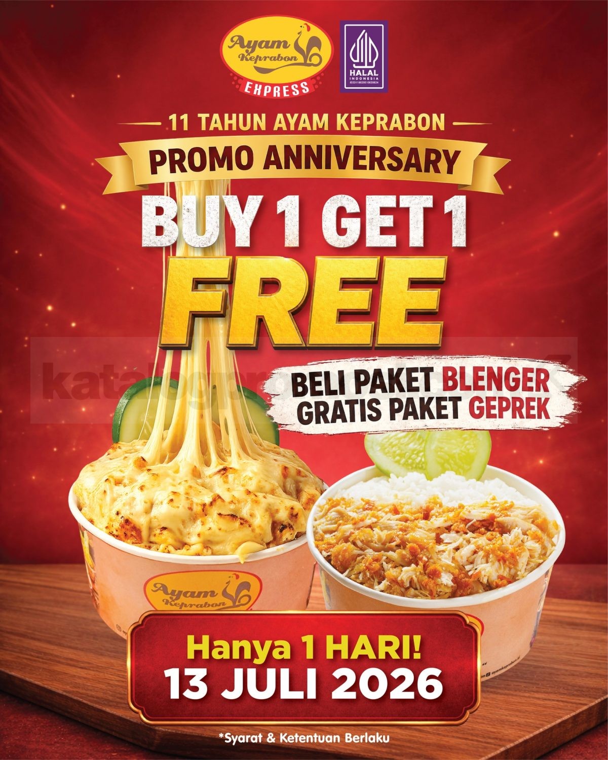 Promo Ayam Keprabon Anniversary 11 Tahun Beli 1 Gratis 1 Promo Ayam Keprabon Anniversary 11 Tahun Beli 1 Gratis 1 dengan pembelian Paket Blenger gratis Paket Geprek.