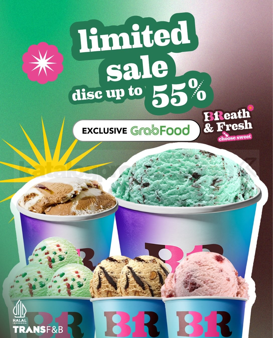 Promo Baskin Robbins Limited Sale Diskon Hingga 55% Promo Baskin Robbins Limited Sale diskon hingga 55% via GrabFood