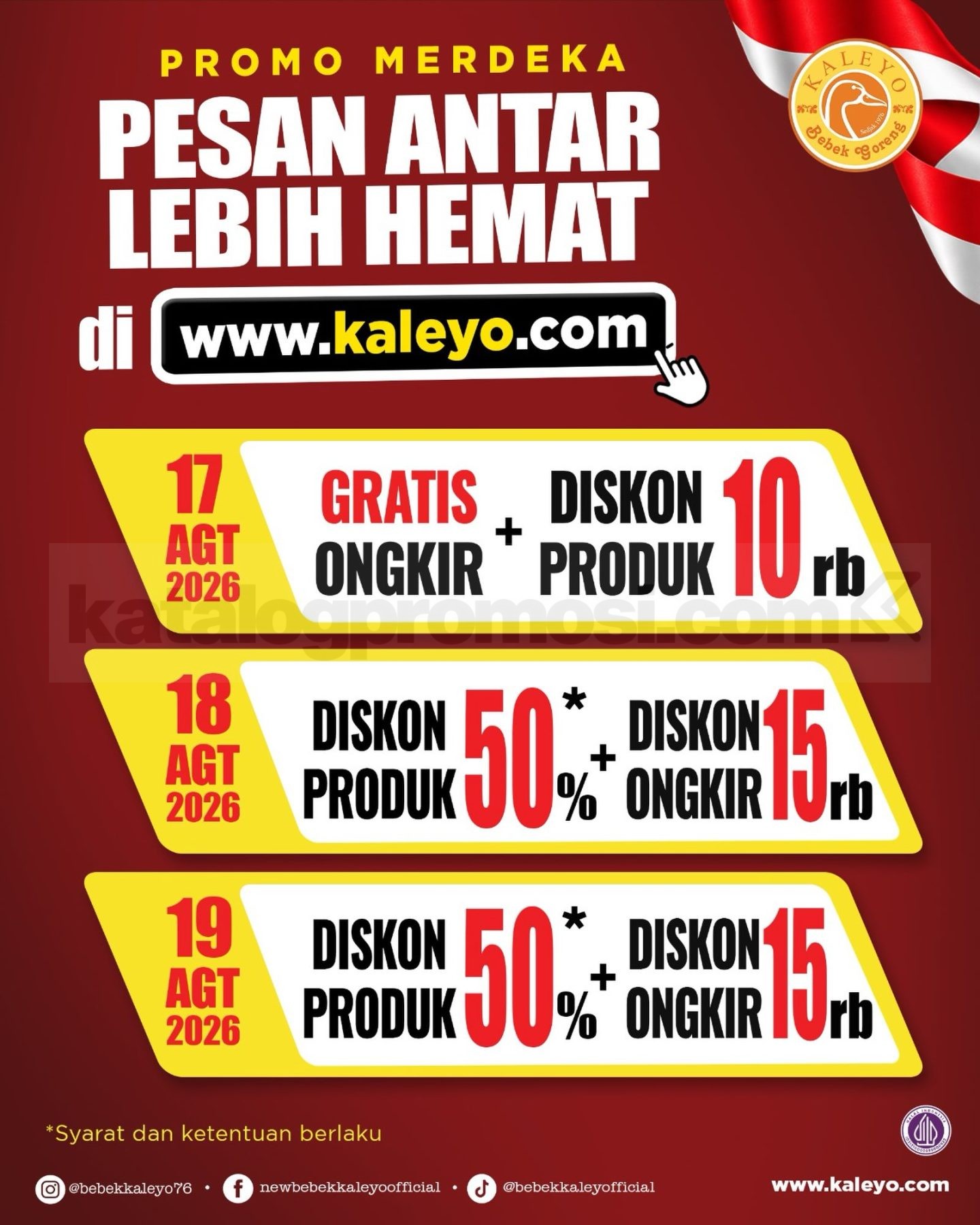 Promo Bebek Kaleyo Merdeka Spesial Delivery Diskon Hingga 50% Promo Bebek Kaleyo Merdeka Spesial Delivery Diskon Hingga 50%