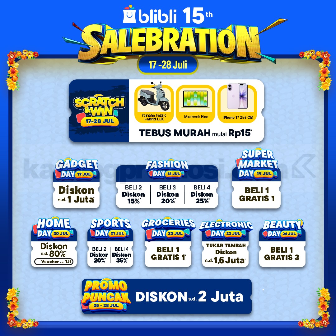 Promo Blibli 15th Electronic Day Diskon hingga 1,5 Juta Promo Blibli 15th Electronic Day Diskon hingga 1,5 Juta tukar tambah elektronik