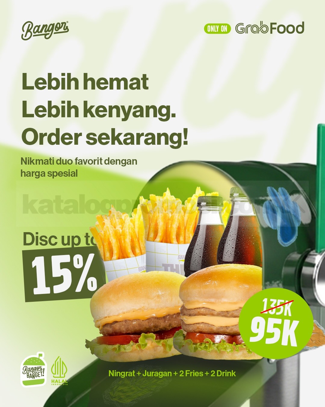 Promo Burger Bangor GrabFood Super Deals Diskon Hingga 15% Promo Burger Bangor GrabFood Super Deals diskon hingga 15% dengan paket mulai Rp48.000