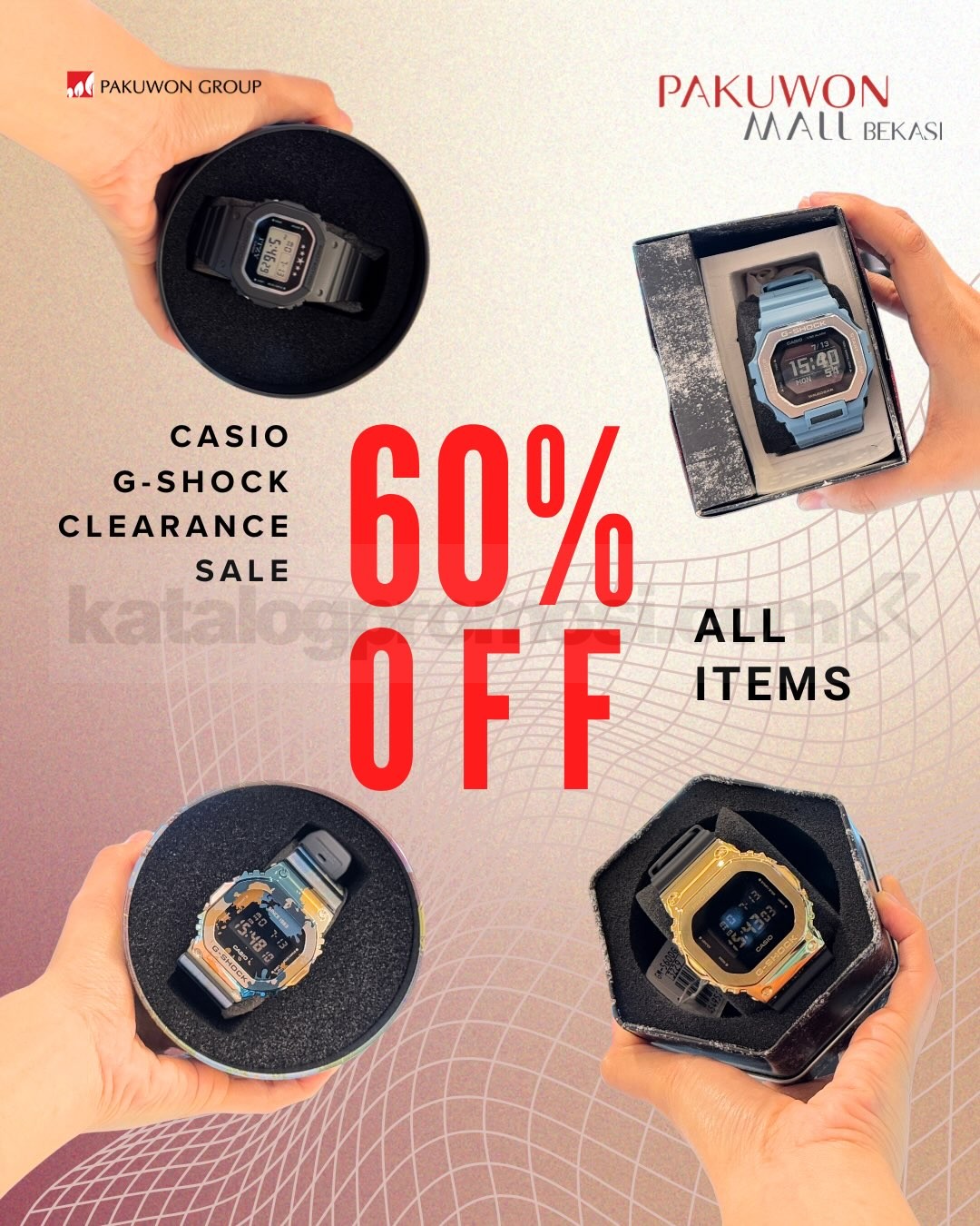 Promo Casio G-Shock Clearance Sale Diskon Hingga 60% Promo Casio G-Shock Clearance Sale Diskon Hingga 60% di Ground Floor Pakuwon Mall Bekasi.