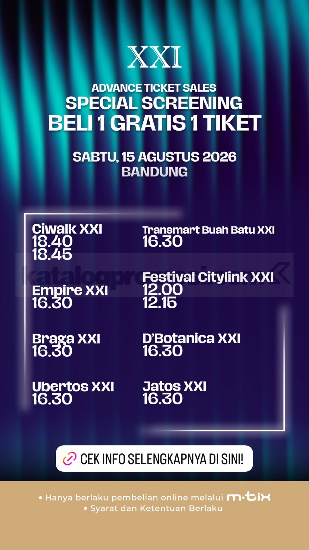 Promo Cinema XXI Beli 1 Gratis 1 Tiket Dan Bandung Promo Cinema XXI Beli 1 Gratis 1 Tiket Dan Bandung 1