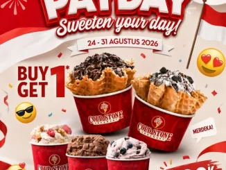 Promo Cold Stone Payday Beli 1 Gratis 1 periode 24–31 Agustus 2026 dengan pilihan es krim dan paket Mine.