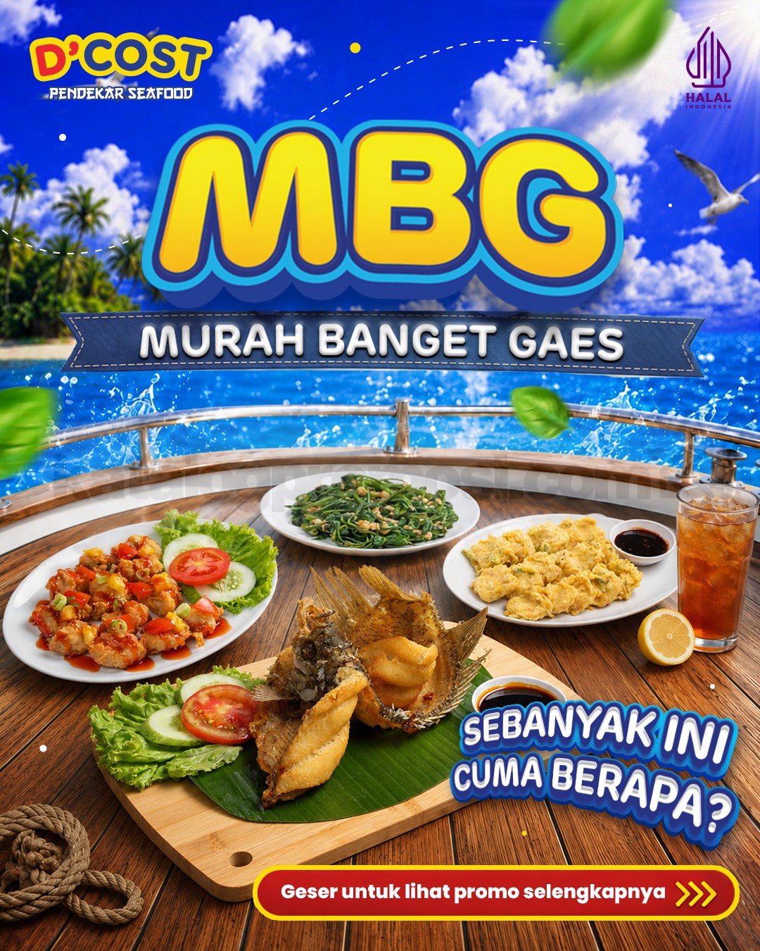 Promo D'Cost MBG Paket Seafood Mulai Rp. 86.364 Promo D'Cost MBG Paket Seafood Mulai Rp. 86.364 dengan pilihan paket lengkap untuk makan bersama.