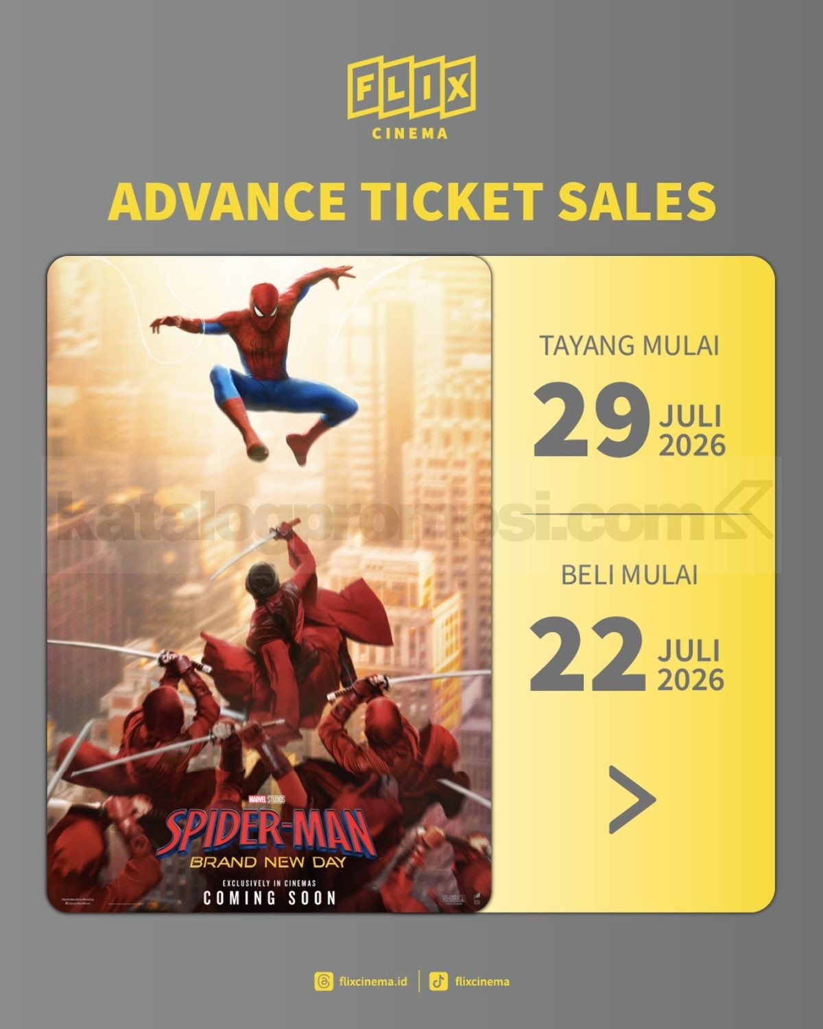 Promo Flix Cinema Presale Tiket Spider-Man: Brand New Day Promo Flix Cinema Presale Tiket Spider-Man: Brand New Day.