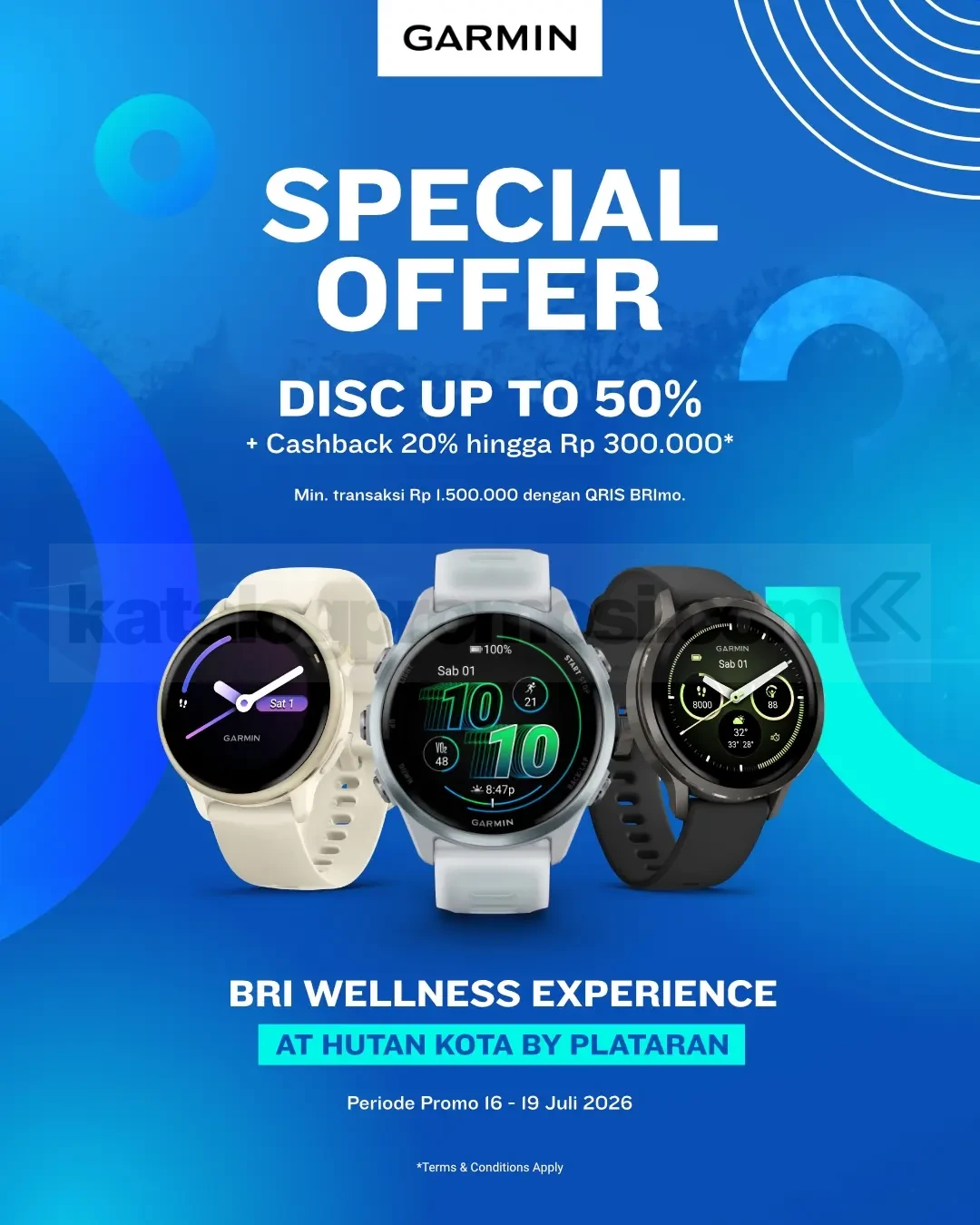 Promo Garmin BRI Wellness Experience hingga 50% Promo Garmin BRI Wellness Experience Special Offer dengan diskon hingga 50% dan cashback BRI hingga Rp300.000.