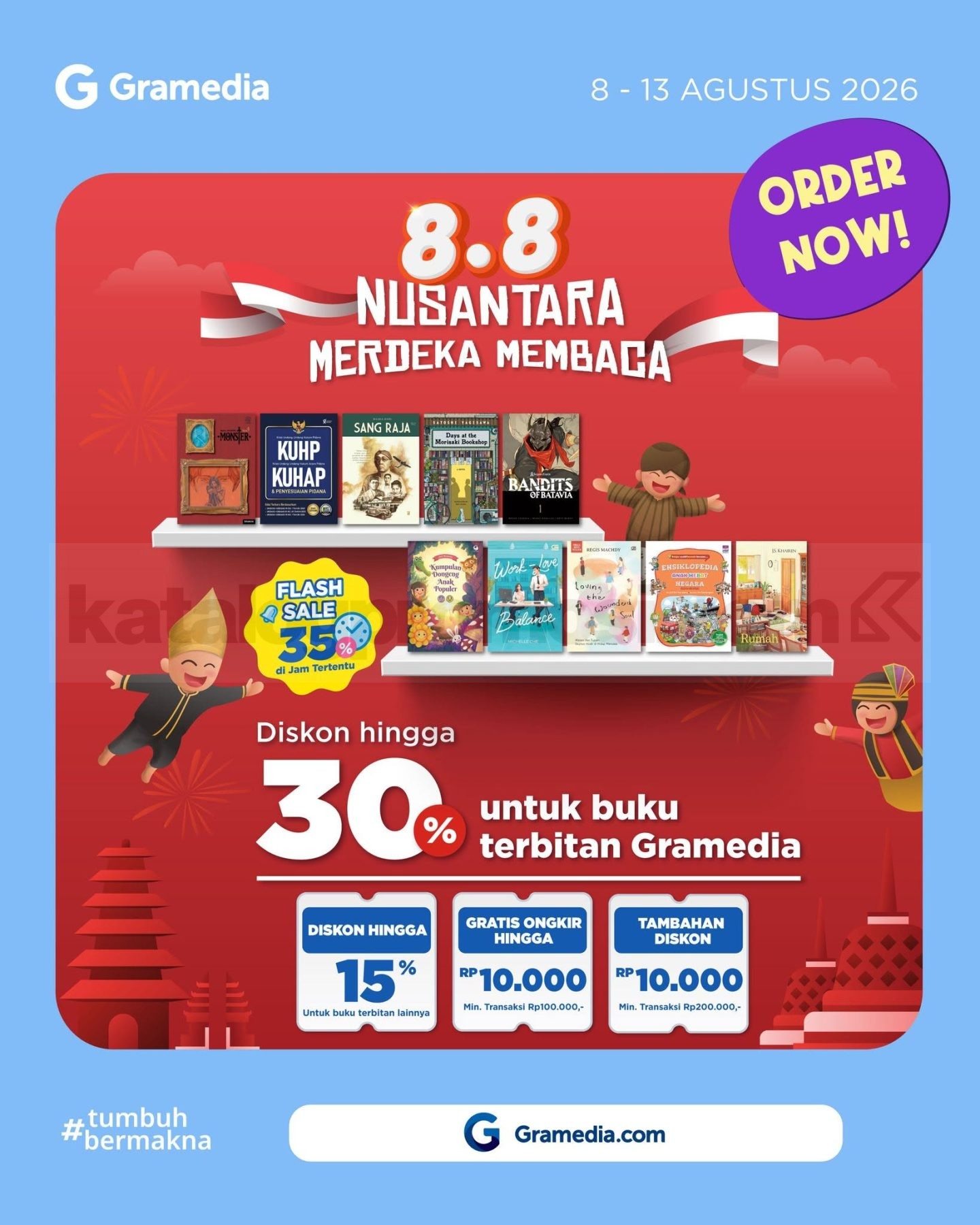 Promo Gramedia 8.8 Diskon Buku hingga 30% Promo Gramedia 8.8 Diskon Buku hingga 30% dengan Flash Sale dan gratis ongkir