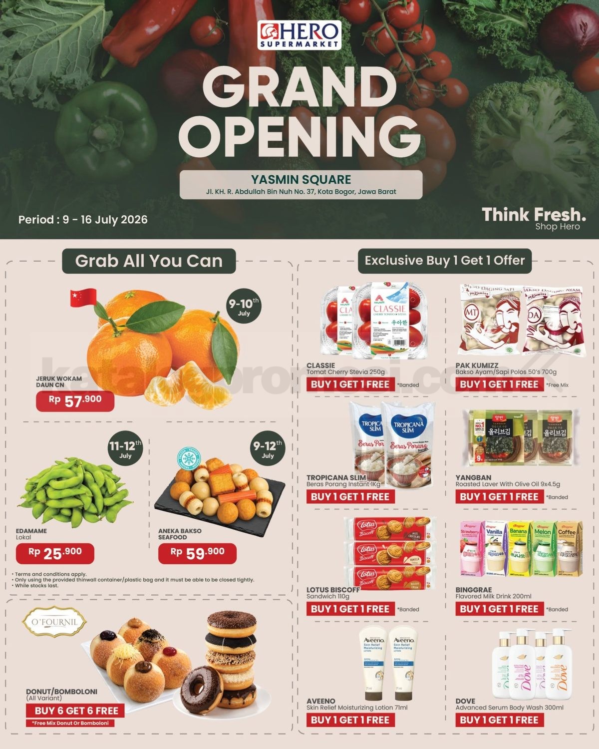Promo HERO Supermarket Grand Opening Yasmin Square Bogor Promo HERO Supermarket Grand Opening Yasmin Square Bogor dengan penawaran Grab All You Can, Buy 1 Get 1 FREE, promo bank, dan produk fresh.