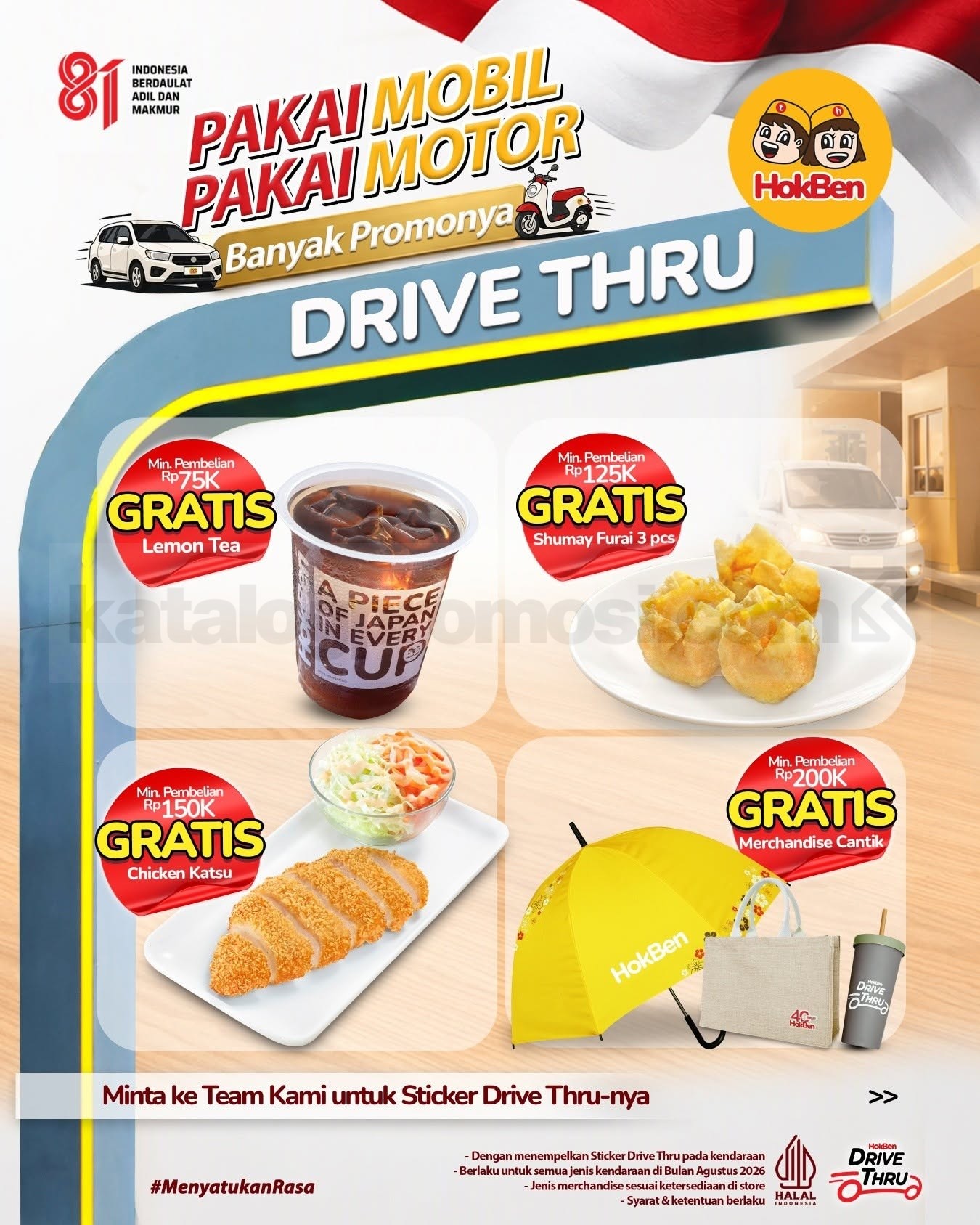 Promo HokBen Drive Thru Gratis Menu dan Merchandise