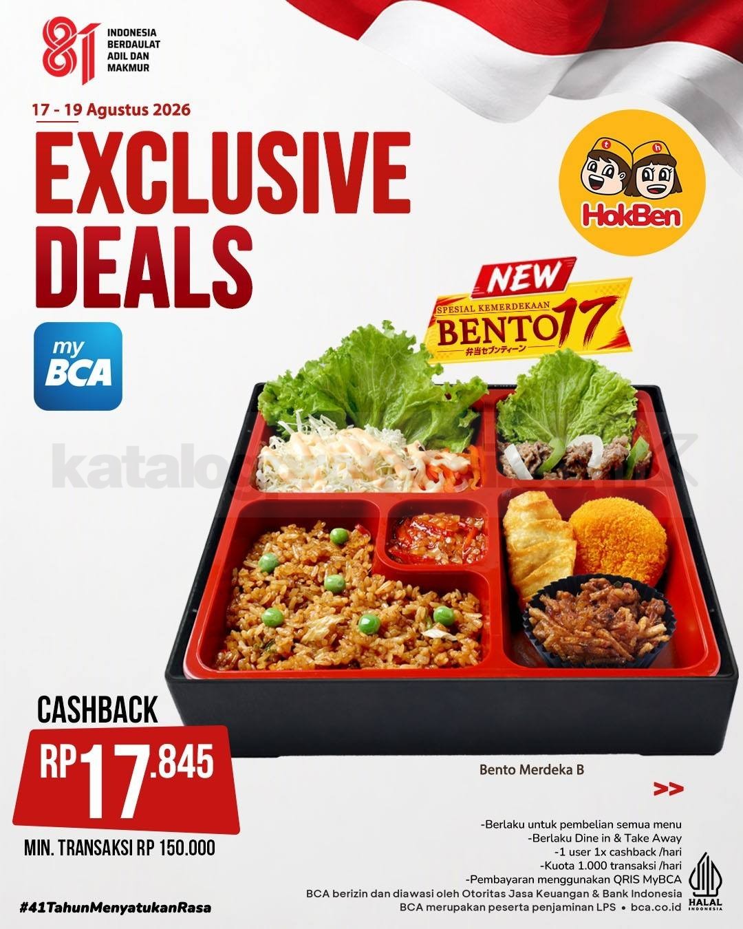 Promo HokBen Exclusive Deals Cashback hingga Rp17.845 Promo HokBen Exclusive Deals Cashback hingga Rp17.845 dari partner bank pilihan