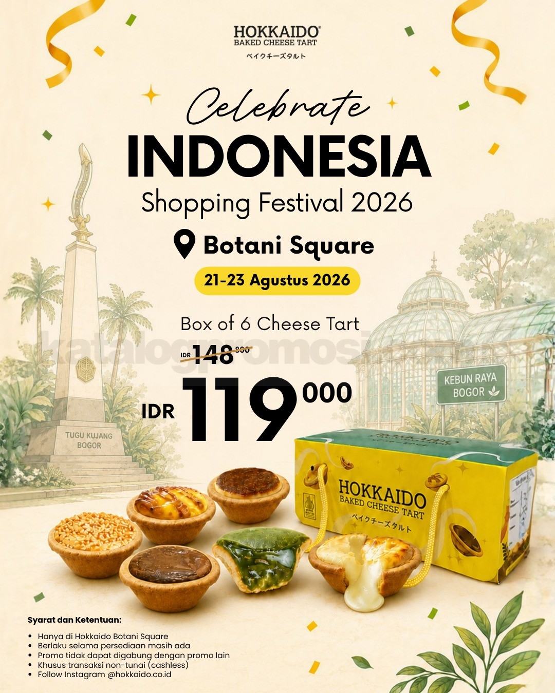 Promo Hokkaido Box of 6 Cheese Tart Rp. 119.000 Promo Hokkaido Box of 6 Cheese Tart Rp. 119.000 di Hokkaido Botani Square