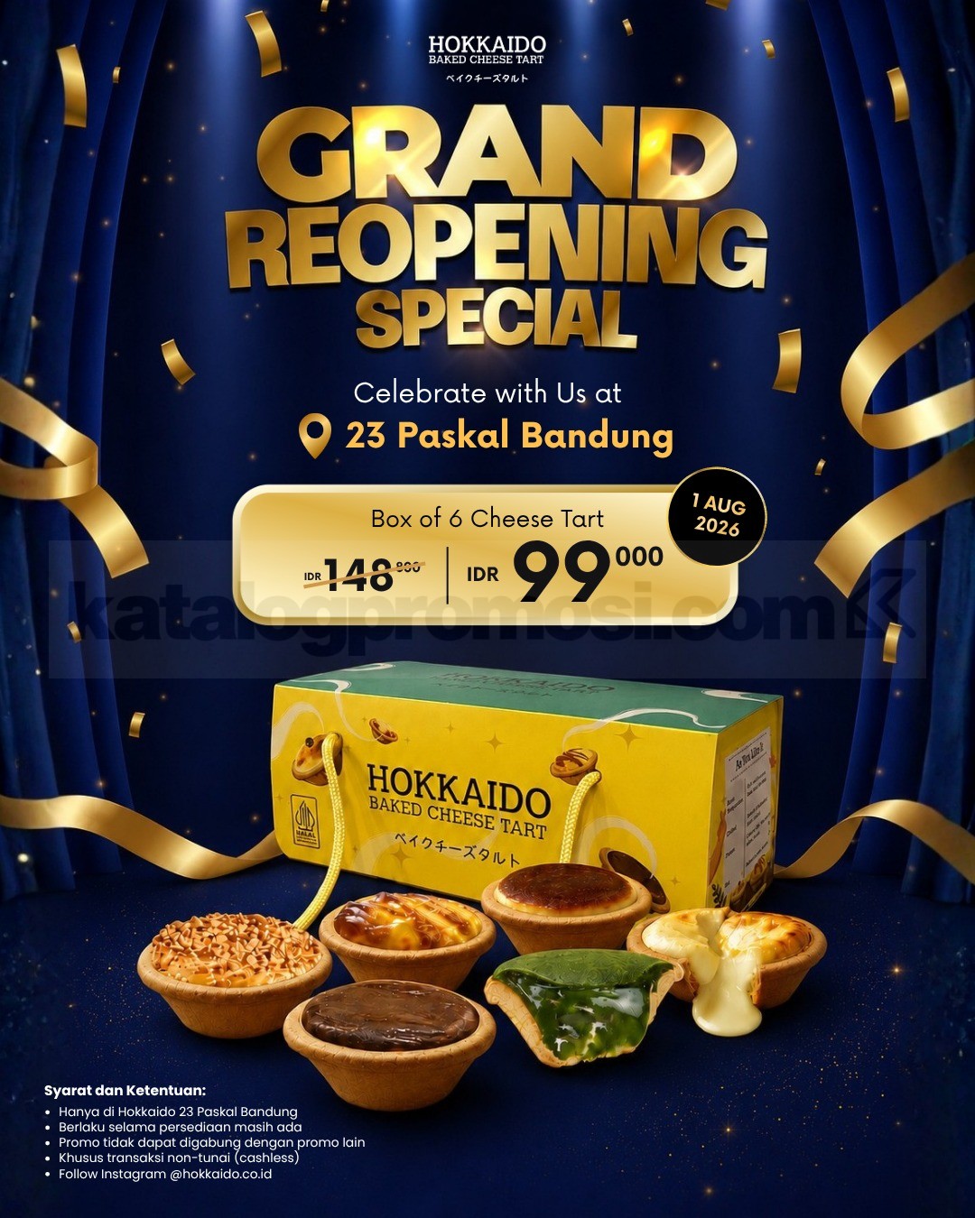 Promo Hokkaido Reopening Box of 6 Cheese Tart Rp. 99.000 Promo Hokkaido Reopening Box of 6 Cheese Tart Rp. 99.000 di Hokkaido 23 Paskal Bandung