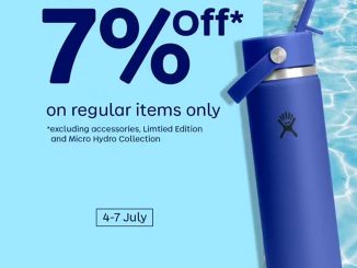 Promo Hydro Flask Additional 7% Off dengan tambahan diskon 7% untuk regular items pada 4–7 Juli 2026.