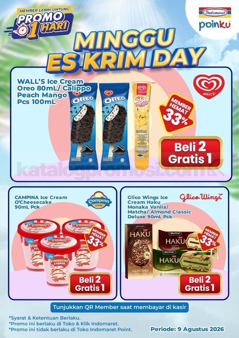 Promo Indomaret Es Krim Day on Sunday Spesial 09 Agustus 2026 Promo Indomaret Es Krim Day on Sunday Spesial 09 Agustus 2026