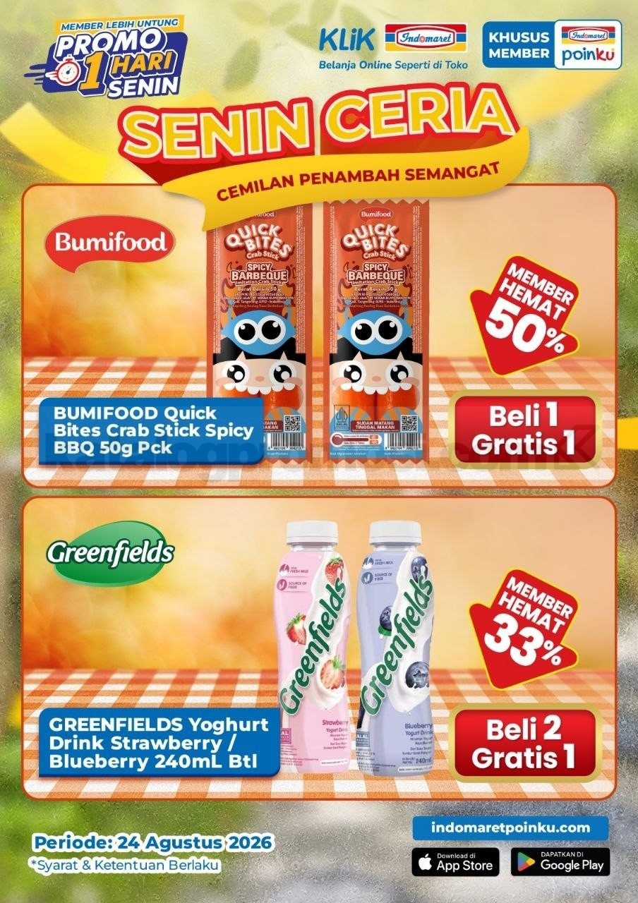 Promo Indomaret Senin Ceria BELI 1 GRATIS 1 Khusus Member Promo Indomaret Senin Ceria BELI 1 GRATIS 1 Khusus Member