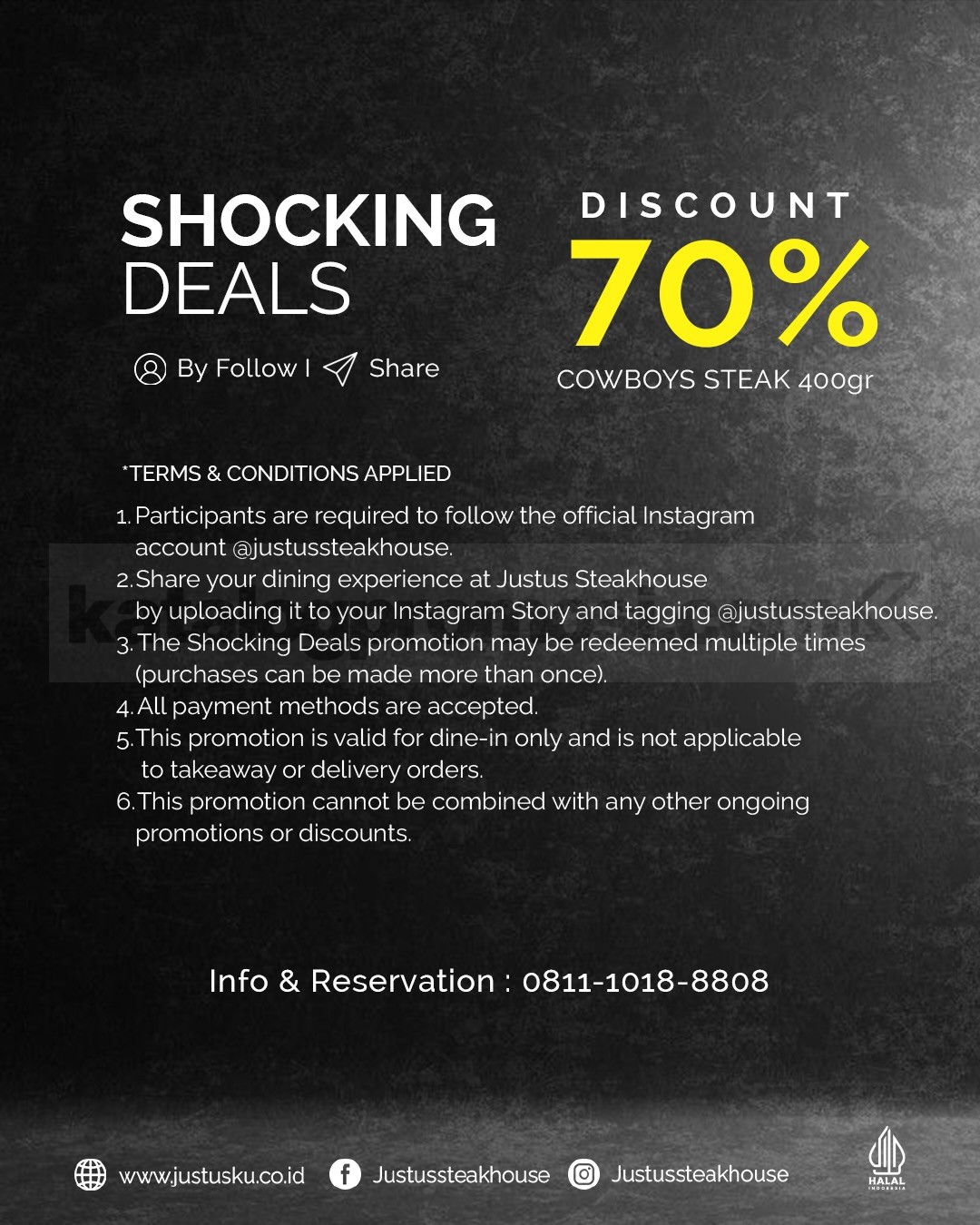 Promo Justus Steakhouse Shocking Deals Cowboy Steak Diskon 70% Promo Justus Steakhouse Shocking Deals Cowboy Steak Diskon 70% 1