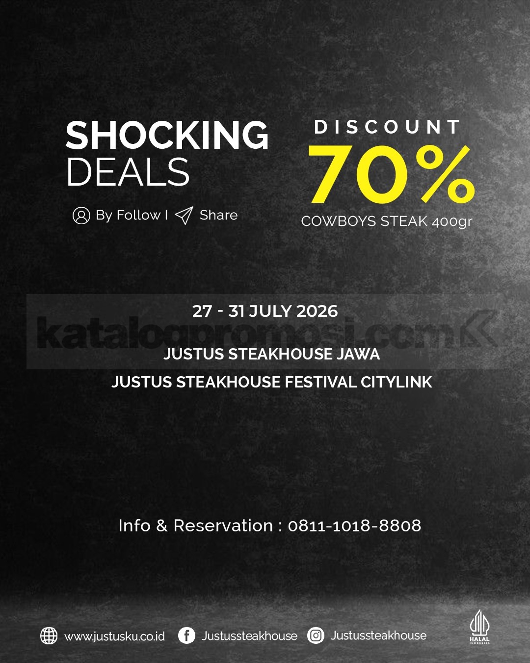 Promo Justus Steakhouse Shocking Deals Cowboy Steak Diskon 70% Promo Justus Steakhouse Shocking Deals Cowboy Steak Diskon 70% 2