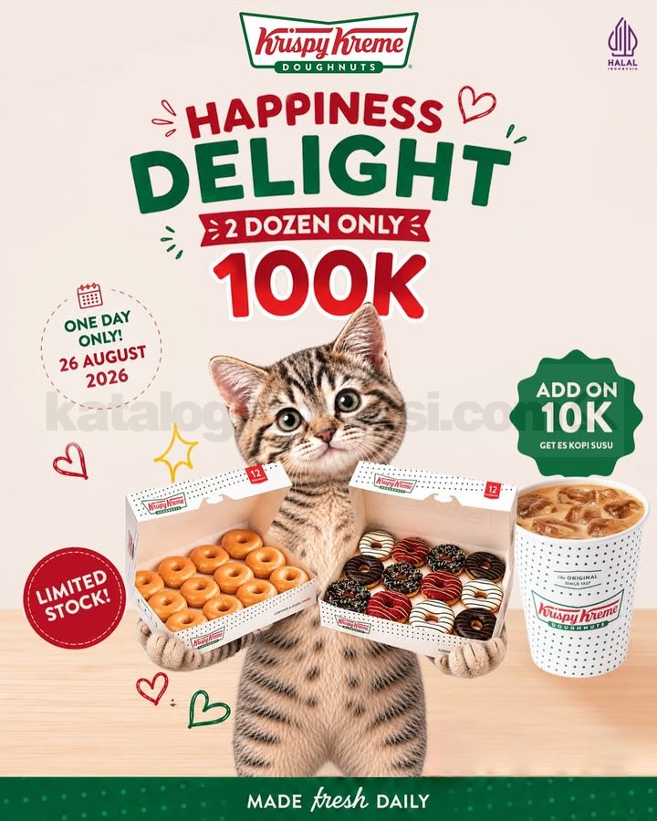 Promo Krispy Kreme Happiness Delight 2 Lusin Rp. 100.000 Promo Krispy Kreme Happiness Delight 2 Lusin Rp. 100.000 dengan Fixed Assorted dan Original Glazed