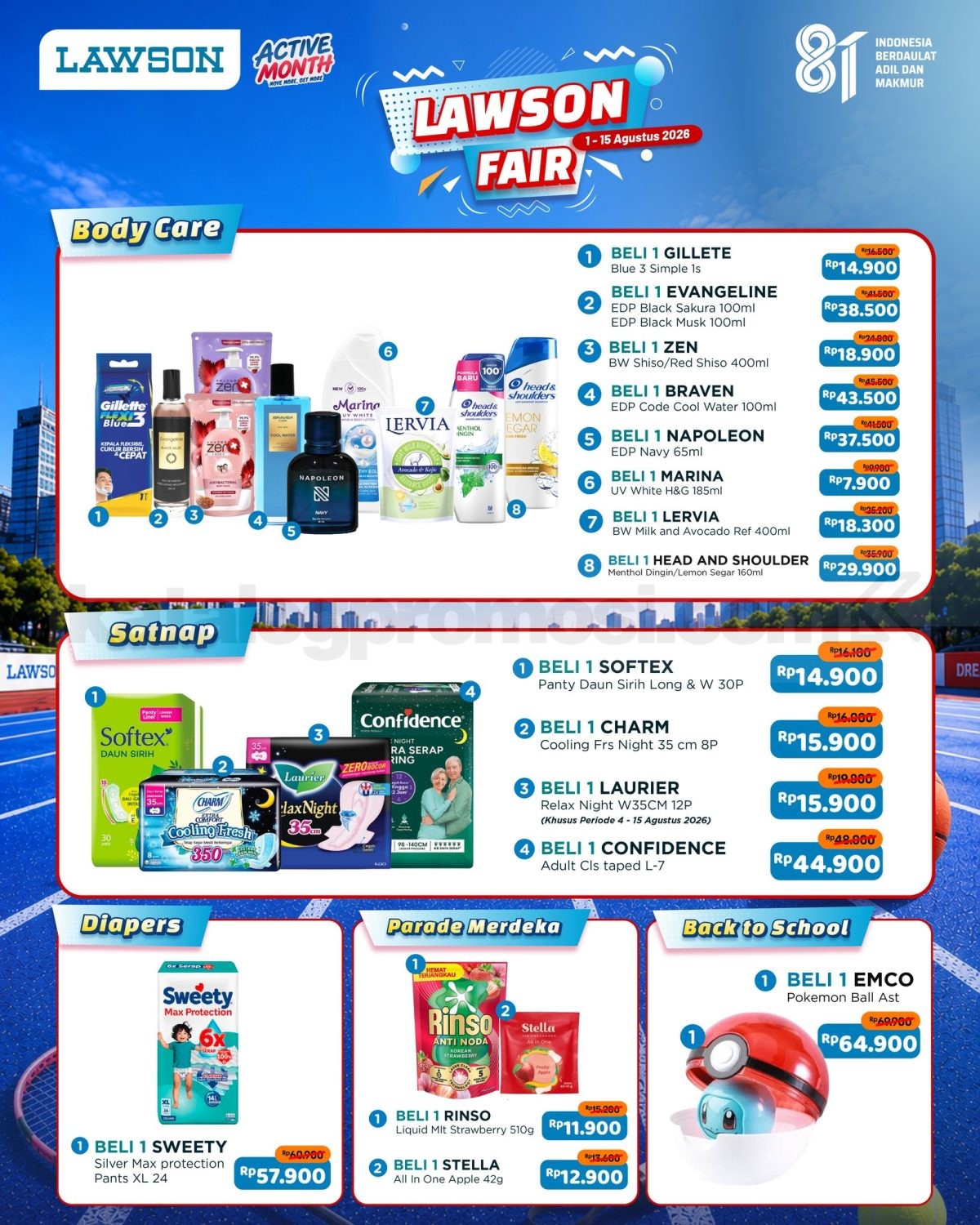 Promo Lawson Fair Belanja Hemat Mulai Rp 7.900 Promo Lawson Fair Belanja Hemat Mulai Rp 7.900 dengan berbagai produk kebutuhan harian dan body care harga spesial.
