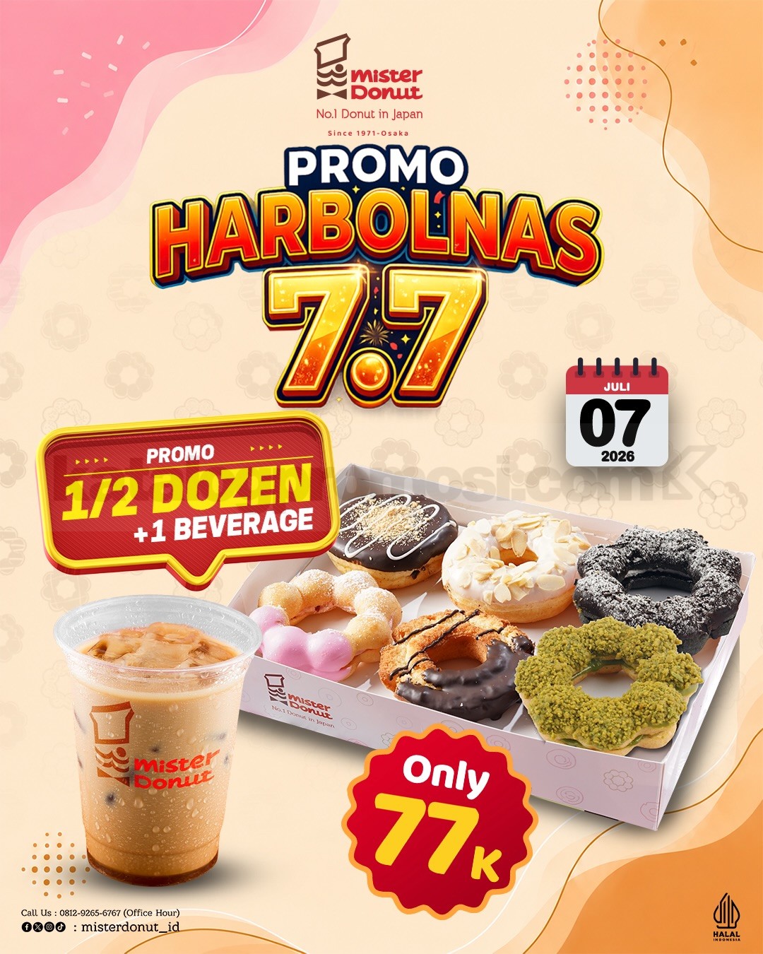Promo Mister Donut Harbolnas 7.7 Double Promo Mulai Rp77.000 Promo Mister Donut Harbolnas 7.7 Double Promo Donat Mulai Rp77.000 dengan promo Buy 1 Dozen dan paket donat spesial.