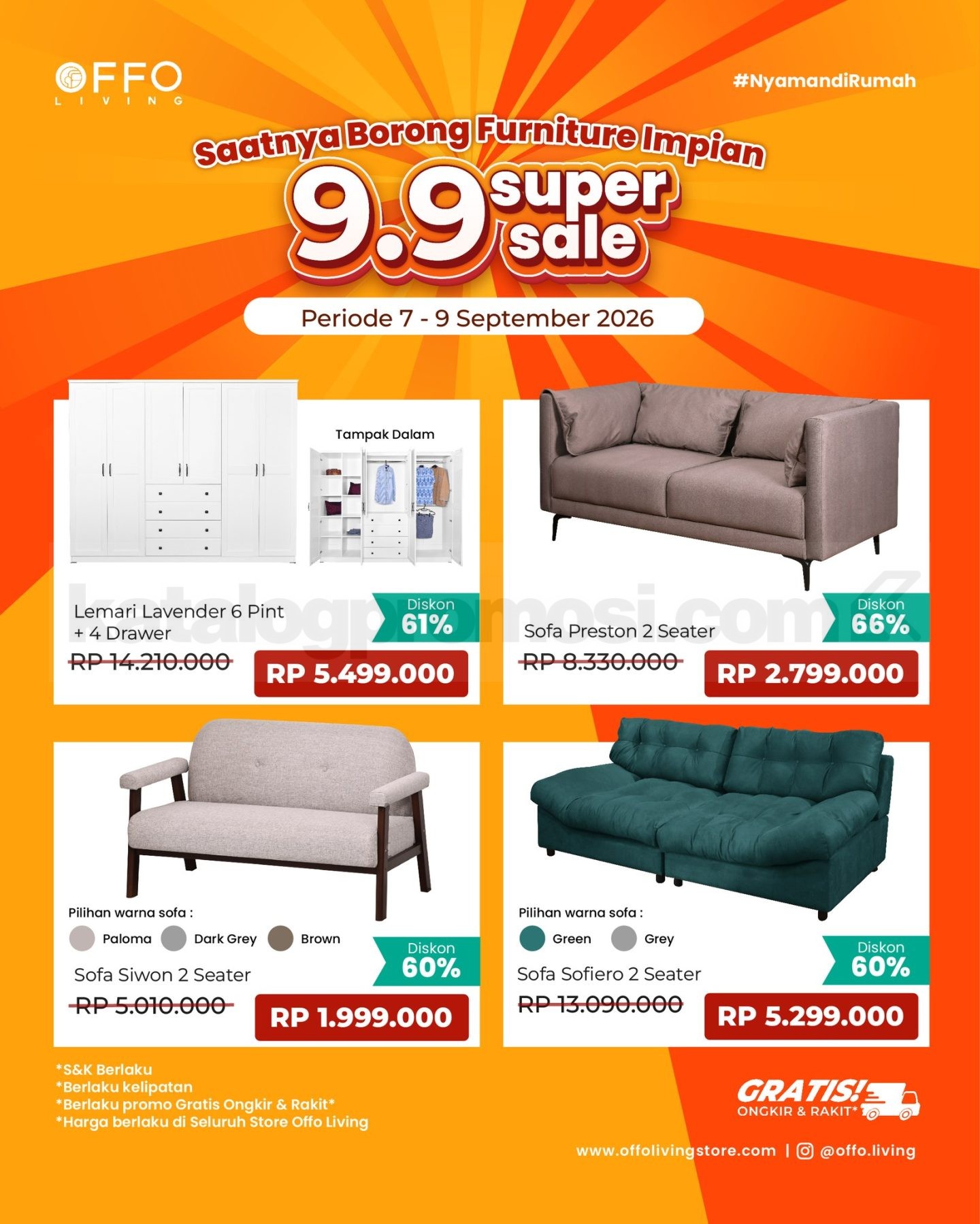 Promo OFFO Living 9.9 Super Sale Diskon hingga 66%