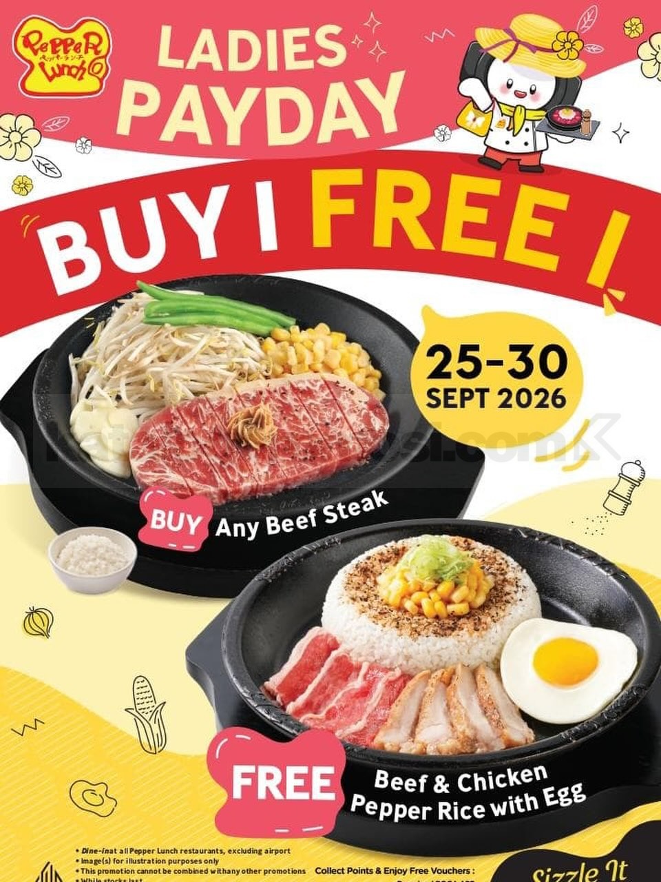 Promo Pepper Lunch Ladies Payday Buy 1 Get 1 Free Promo Pepper Lunch Ladies Payday Buy 1 Get 1 Free berlaku 25–30 September 2026