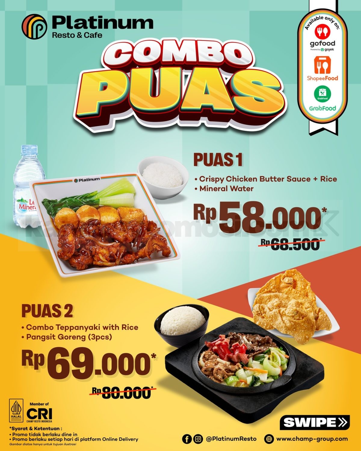 Promo Platinum Resto & Cafe Combo Puas Mulai Rp. 58.000