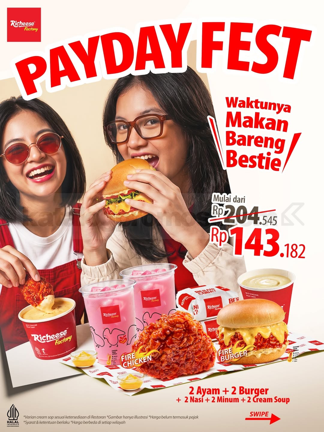 Promo Richeese Factory Payday Fest Mulai Rp143.182 Promo Richeese Factory Payday Fest mulai Rp143.182 dengan paket makan serba 2