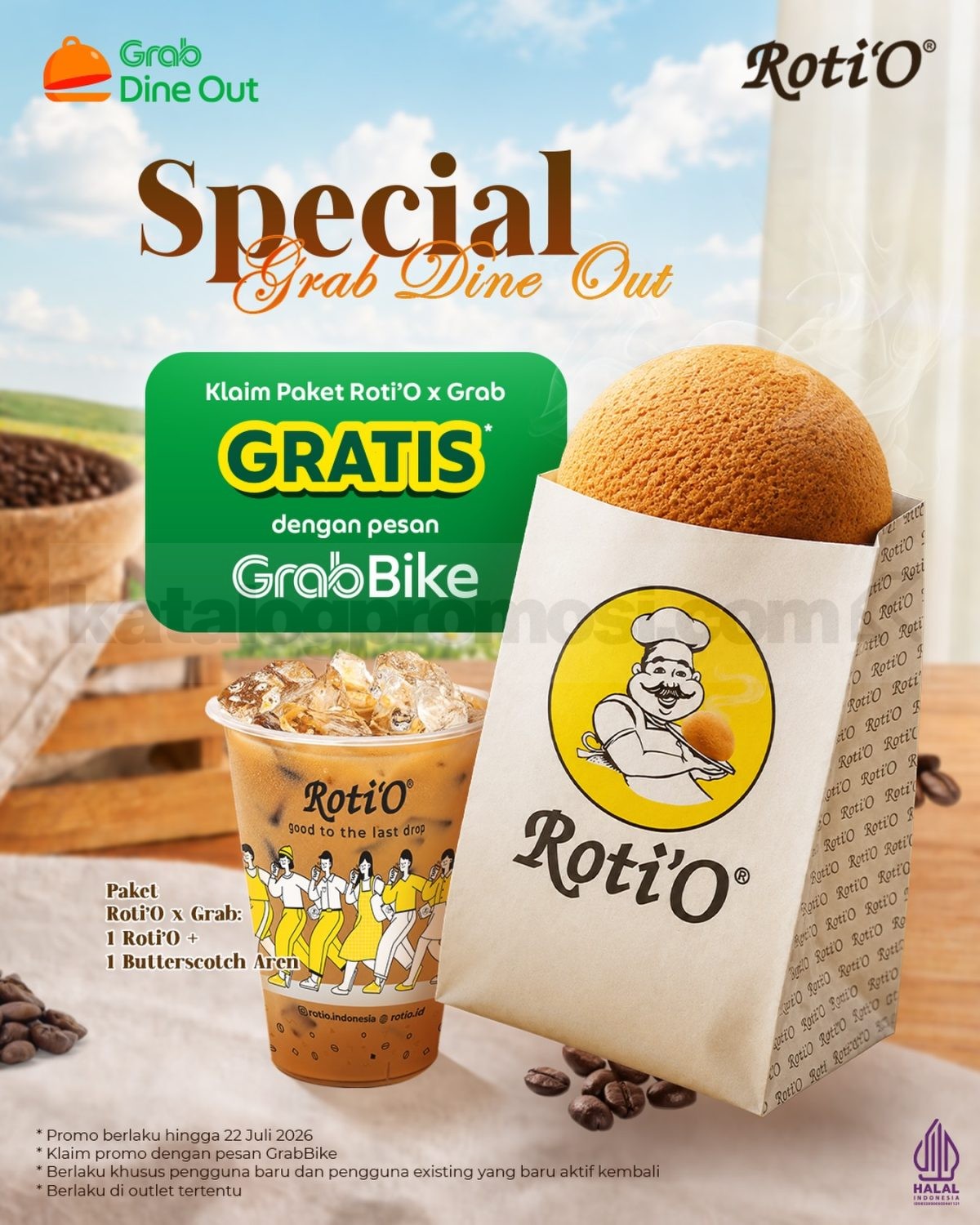 Promo Roti'O Grab Dine Out Gratis Roti dan Butterscotch Aren Promo Roti'O Grab Dine Out Gratis Roti dan Butterscotch Aren untuk pengguna GrabBike di outlet tertentu Jabodetabek.