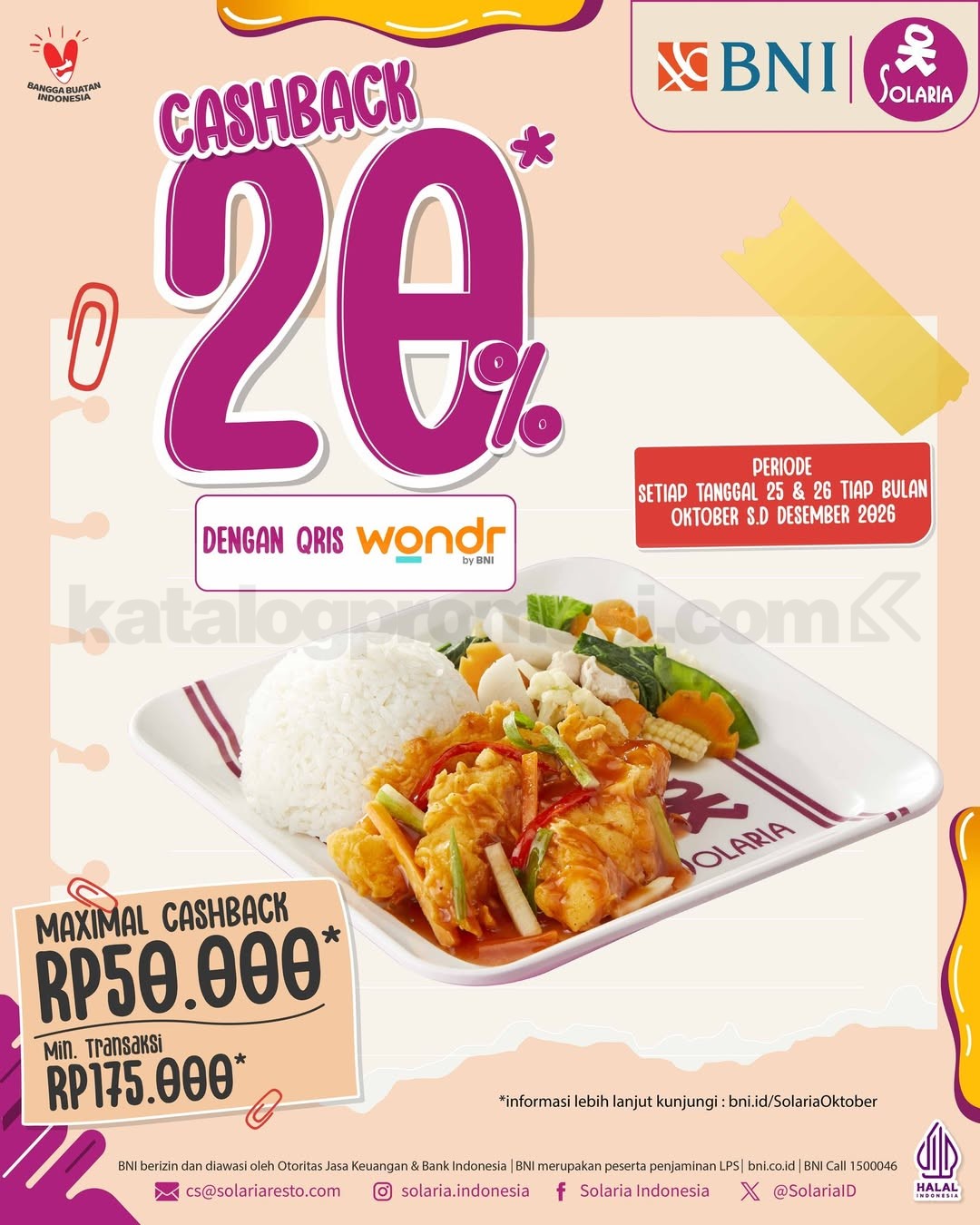 Promo Solaria Cashback 20% Pakai QRIS Wondr by BNI Promo Solaria cashback 20% pakai QRIS wondr by BNI dengan maksimal cashback Rp50.000.