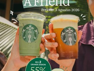 Promo Starbucks Treat A Friend 2 Minuman Grande Diskon 55% dengan pembayaran BCA pada 3 Agustus 2026.