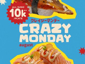 Promo Sushi Go Crazy Monday All Sushi Rp. 10.000 untuk HIRO CLUB MEMBERS setiap Senin tertentu Agustus 2026.