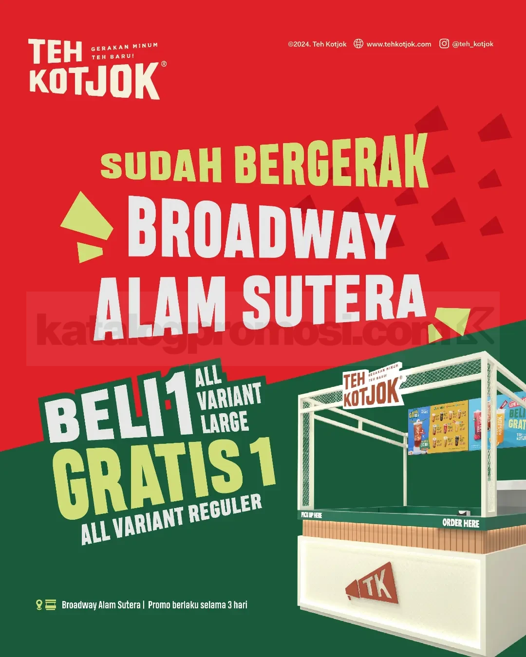 Promo Teh Kotjok Opening Broadway Alam Sutera Beli 1 Gratis 1 Promo Teh Kotjok Opening Broadway Alam Sutera Beli 1 Gratis 1 dengan bonus Photocard Yuka gratis.