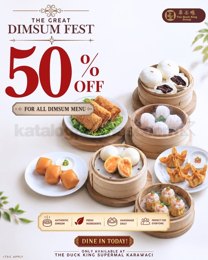 Promo The Duck King Diskon 50% Semua Menu Dimsum Promo The Duck King Diskon 50% Semua Menu Dimsum khusus dine in di Supermal Karawaci.