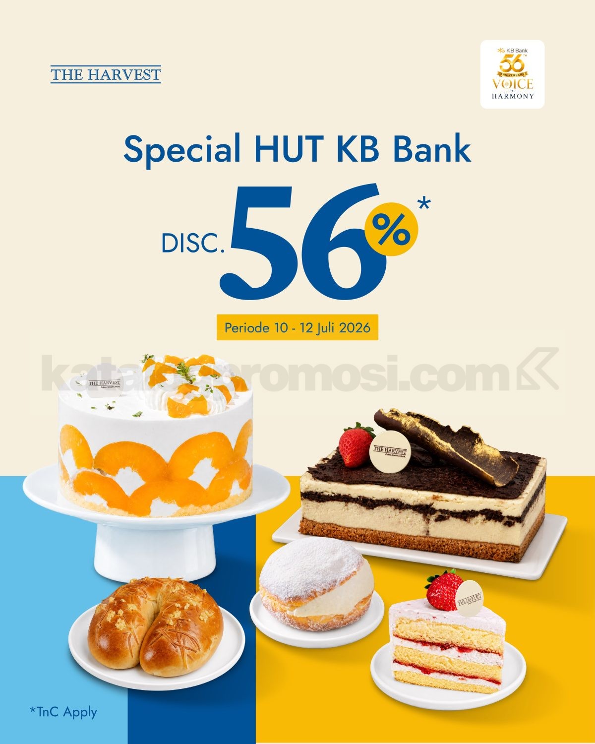 Promo The Harvest HUT KB Bank Diskon 56% Promo The Harvest HUT KB Bank Diskon 56% potongan hingga Rp. 56.000 menggunakan Kartu Kredit KB Bank.